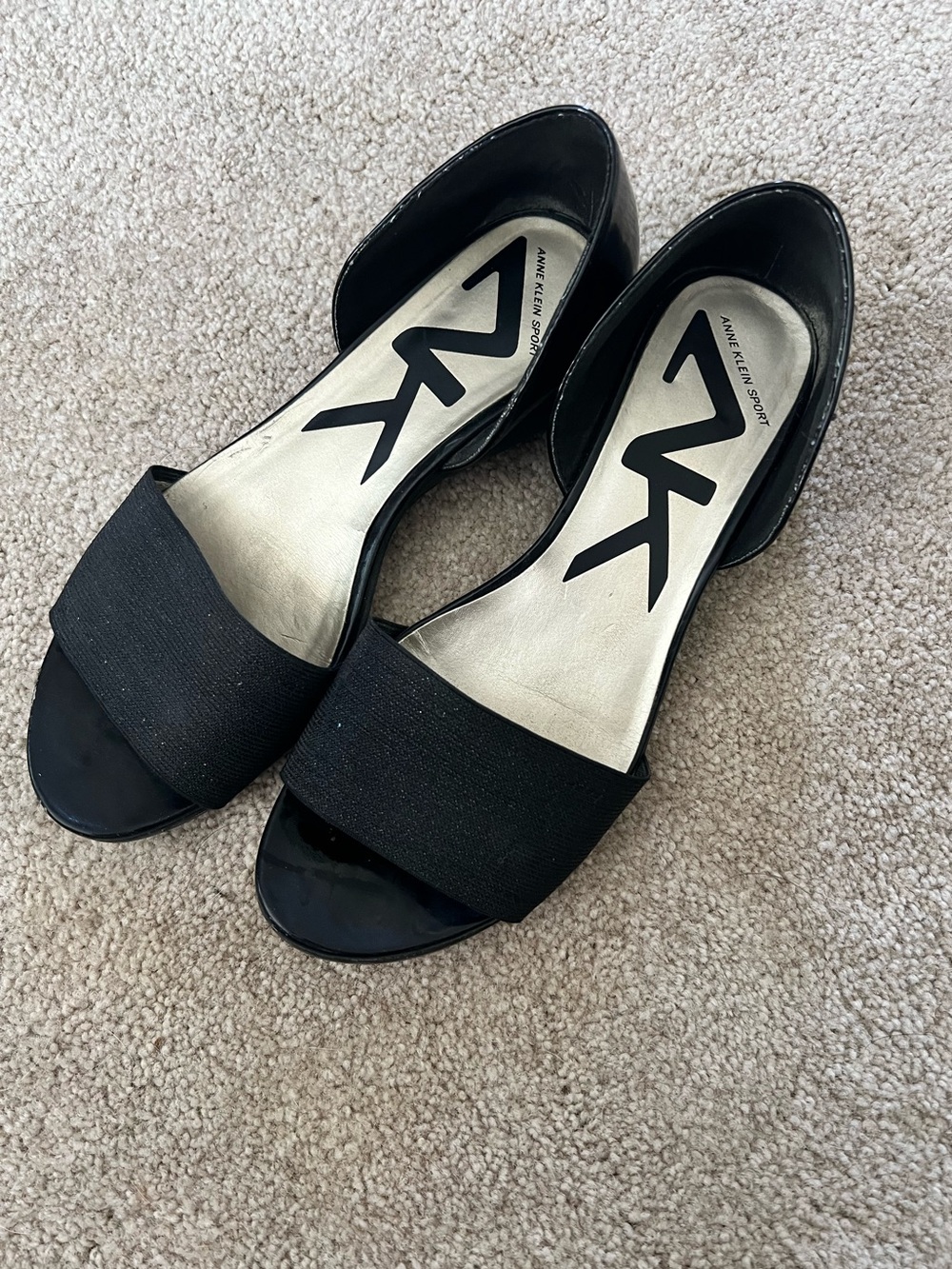 Anne Klein Sport Black D'Orsay Open-Toe Flats